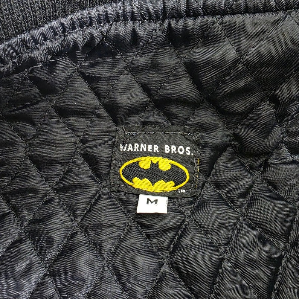 Vintage Warner Bros Batman OnStar Promo Varsity Jacket Mens Medium Black Wool - Picture 6 of 8
